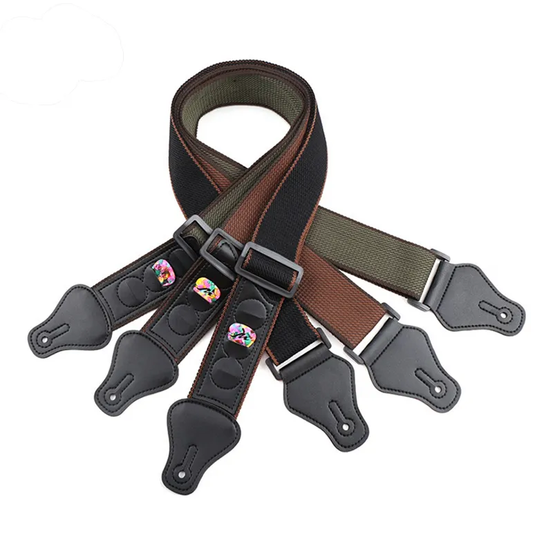 Tongling Music Wholesale Acoustic Guitar Strap with Pick Holder Guitar Belt Straps for Sale