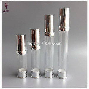 Plástico claro airless bomba de la loción con tapa de plata - Product Image 3