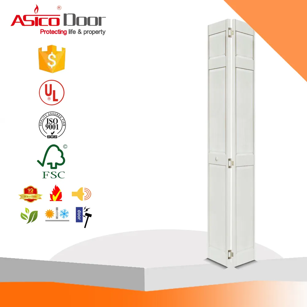 ASICO 24 In. X 80 Trong. 6-Panel Sơn Lót Gỗ Rắn Nội Thất Closet Bi-Fold Cửa