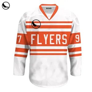 orange custom kids ice hockey jersey