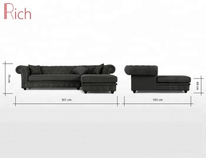 Tela Gris de rollo brazo distintos esquina sofá italiano moderno Nuevo diseño esquina L sofá en forma de - Product Image 6