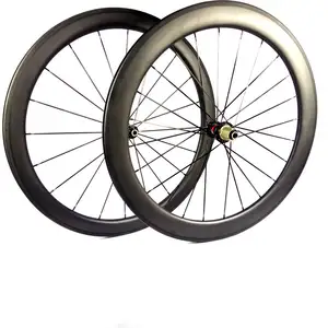 Roda Karbon Clincher Sepeda 700C, Roda Depan 50MM Belakang 60MM dengan Hub Novatec