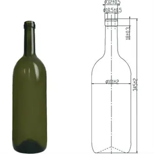 1.5 litres En Verre Vert Foncé Bordeaux Bouteille De Vin