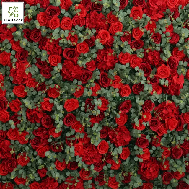 Wholesale 40x60cm Artificial Red Rose Hydrangea Flower Wall Panels Backdrop For Wedding Party Shop Backdrop Event Decoration