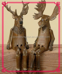Sculpture en <span class=keywords><strong>bois</strong></span> avec <span class=keywords><strong>cerf</strong></span> et mobiles, décoration pour la maison, animaux domestiques - Product Image 2