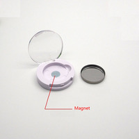 Boîtier vide pour fard à paupières 26 mm, blanc/noir, rond, rechargeable, conteneur cosmétique magnétique, emballage de palette de fards à paupières