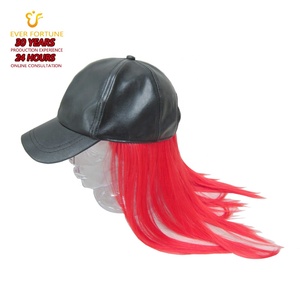 <span class=keywords><strong>Cappello</strong></span> da Baseball in Pelle PU con Logo Personalizzato, Regolabile, con Parrucca Corta e Liscia e Extension per Capelli da Donna, Gorras, Cappelli con Parrucche per le Feste - Product Image 2