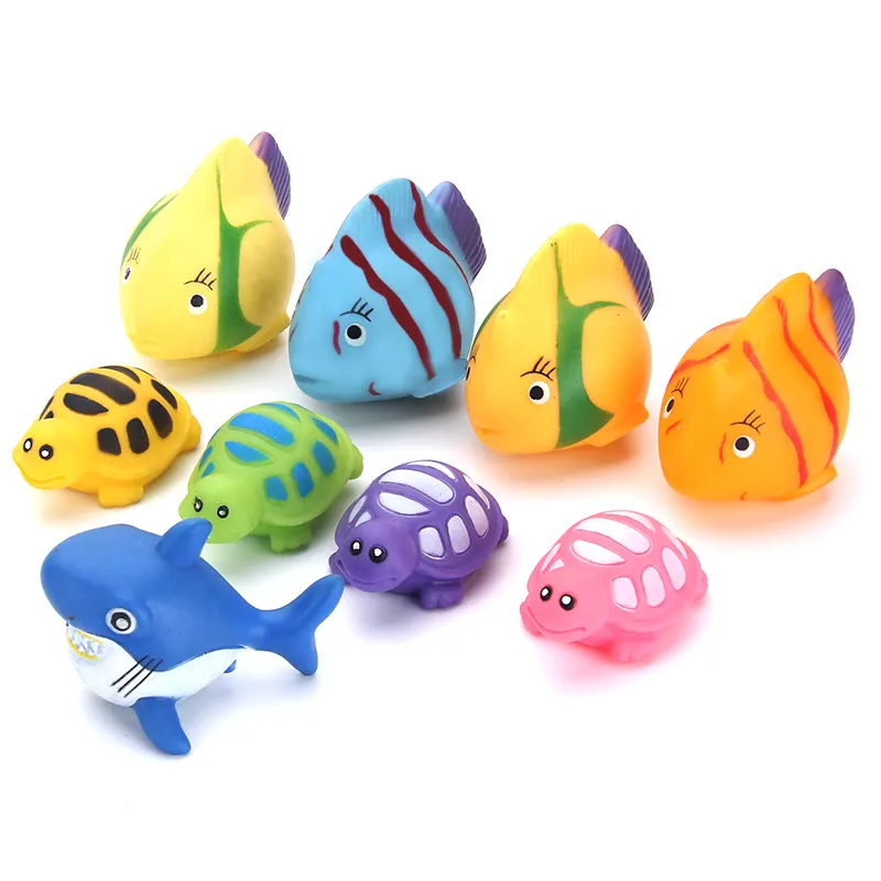 Wholesale Cute Novelty Bathtub Toy Kids Multicolor Squirt Water Cartoon Sea Fish Bath Toys for Children Bathing