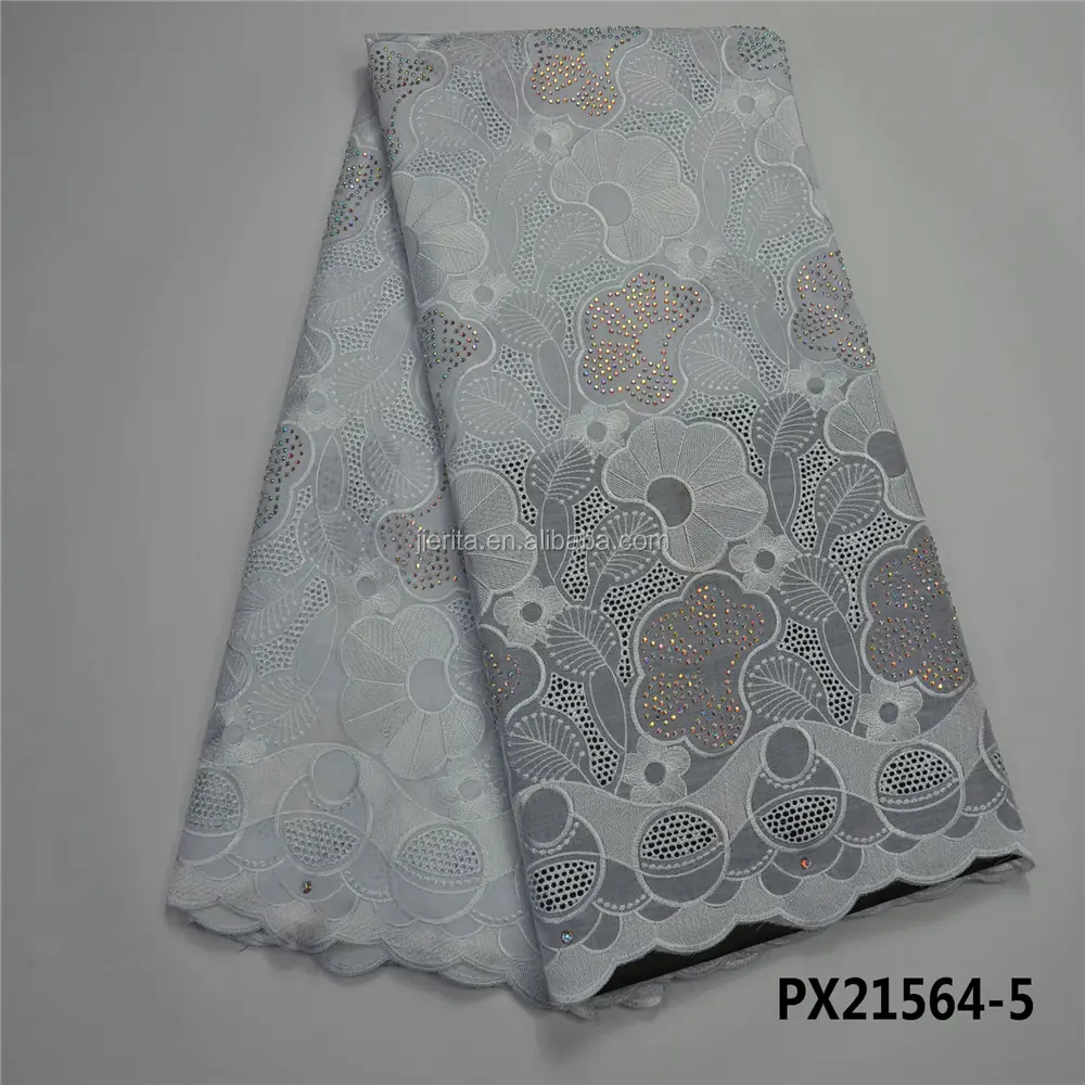 Newest design african White cotton swiss voile big lace for dress in party