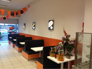 बूथ सीट सोफे मल बार रेस्तरां वाणिज्यिक खाने की मेज और कुर्सियों खानपान सरल टेबल फर्नीचर संयोजन - Product Image 6