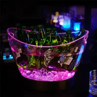 Rechargeable LED Lighting PC Plastic Champagne Ice Buckets for Bar