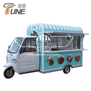 TUNE Electric Gasoline Food Tricycle 3 Wheels Mobile Food Trailer Cart for Fast Food