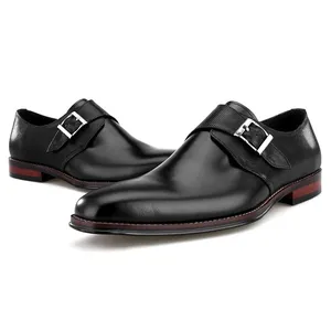 ผู้ผลิตขายส่งที่กำหนดเองผู้ชายชุดผู้ชายพระรองเท้ารองเท้าหนังสีดำ