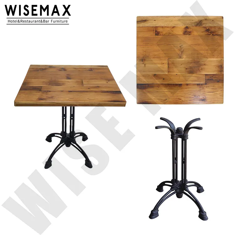 Restaurant table furniture Antique style solid oak wood 40mm thickness dining table top for restaurant