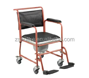出厂价格钢制轻质最便宜的带轮子马桶轮椅