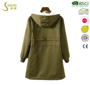 Chaqueta <span class=keywords><strong>Anorak</strong></span> Larga Informal de Color Verde Oliva Clásica para <span class=keywords><strong>Mujer</strong></span>, Transpirable, Tejida, con Cordón Ajustable en la Cintura - Product Image 2