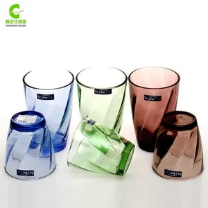 2018 new design colored popular cheap drinking glass cup