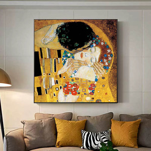 Vendita calda dipinta a mano astratta famosa <span class=keywords><strong>gustav</strong></span> <span class=keywords><strong>klimt</strong></span> la pittura del bacio - Product Image 4