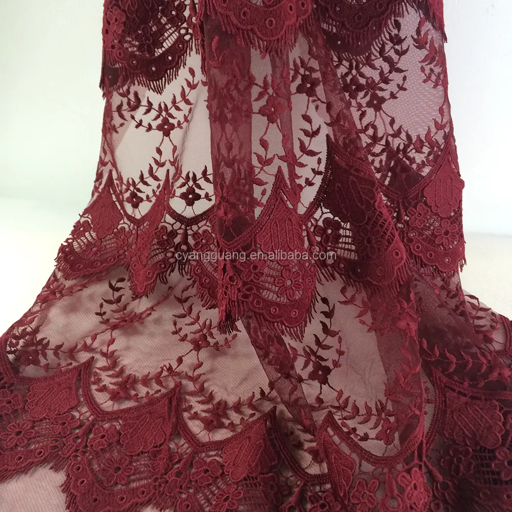 CYG-BS15-TS hermoso estilo de patrón de moda de malla de tul bordado tela de encaje para vestidos de boda