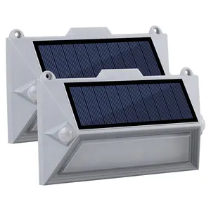 Nieuwe 3.7V/1200Mah Oplaadbare Dual Motion Sensor Pir Led Solar Muur Tuin Licht Outdoor