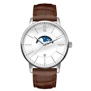 주문 로고 남자를 위한 우아한 스테인리스 달 단계 시계 서양식 호화스러운 Relojes 손목 시계 - Product Image 4
