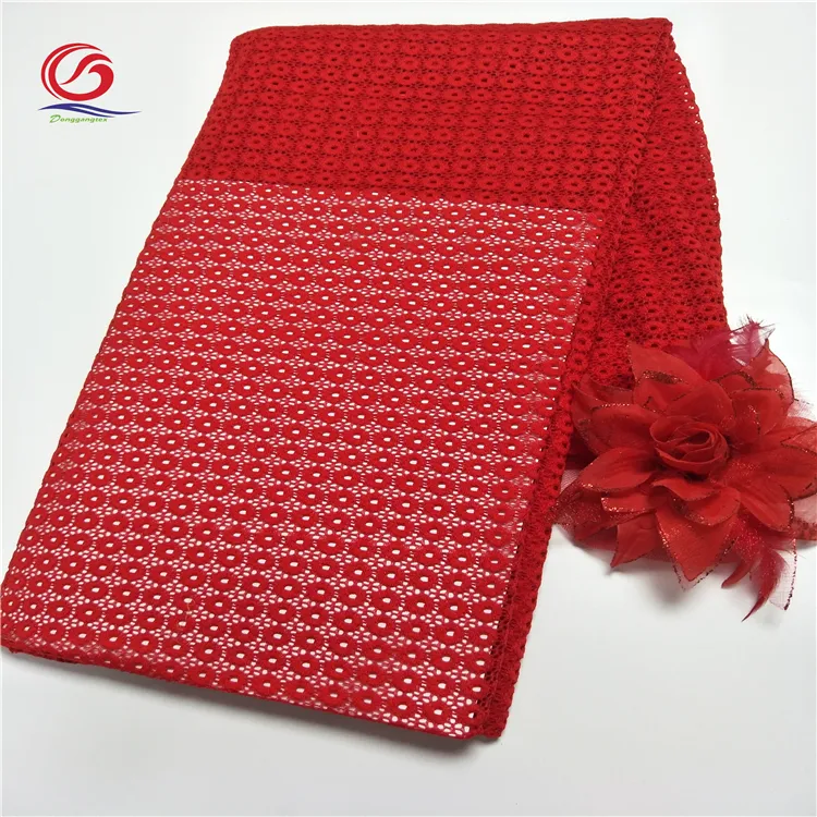 Fasion design 90/10 N/SP red stretch underwear lace fabric