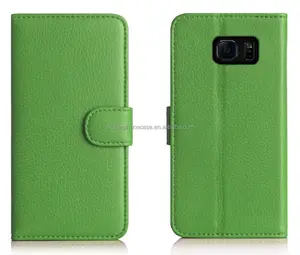 PU Leather Flip Phone Case With Magnetic Close And Internal Pockets For Galaxy S6