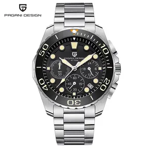 帕加尼设计全不锈钢日本机芯计时石英运动男士潜水员手表