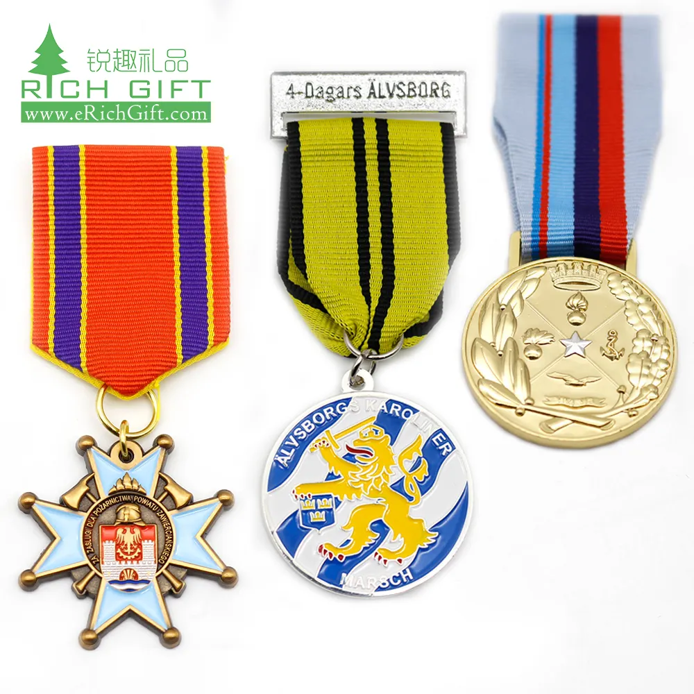 Produit de médaillon, fabrication de marathon, fait en or, avec logo 3d, sport, ruban de médaillon militaire personnalisé en chine, royaume-uni