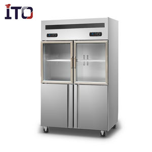 Frigorifero <span class=keywords><strong>Congelatore</strong></span> Verticale Commerciale e <span class=keywords><strong>Industriale</strong></span> a Doppia Zona in Acciaio Inox, 1000L, 4 Porte per Cucine di Hotel - Product Image 2