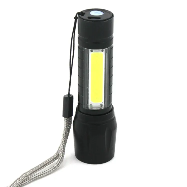 2 way LED COB Flashlight Torches Camping USB Rechargeable Lighting Portable Flash light Lamp 4 Modes Zoom Mini Work Light