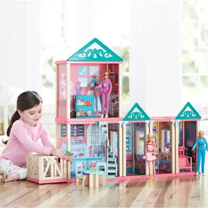 幼儿学习配件假装游戏为孩子 diy 家具可堆叠木制娃娃房子