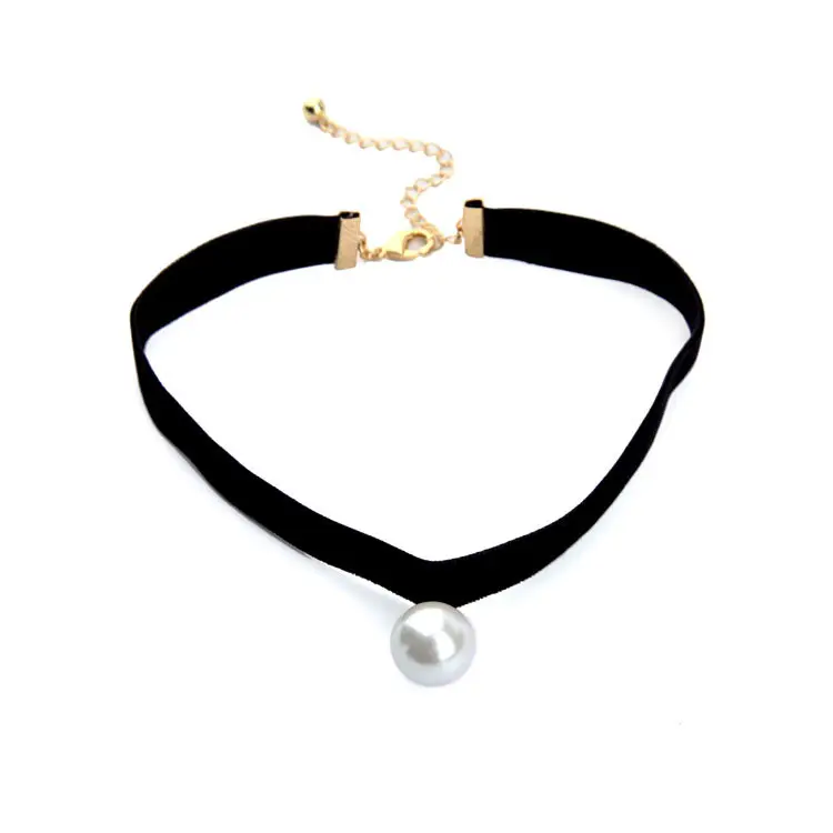 Promozione Monili di Modo Delle Donne Semplice Ed Elegante di Fascino Della Perla Nastro di Velluto Della Collana Del Choker