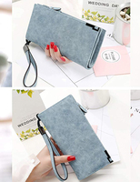 Wanita RFID Blocking Kulit Dompet Kapasitas Besar Phone Clutch dengan Tali Pergelangan Tangan