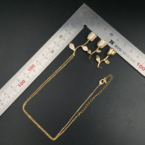 Echsio <span class=keywords><strong>rose</strong></span> cube <span class=keywords><strong>de</strong></span> zircone fleur pendentif et boucle d'oreille 2pcs ensemble pour les femmes amour datant cadeau CN359 - Product Image 6