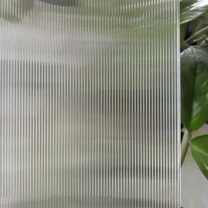 Ribbed glass panel for hotel divider decorative ultra clear ribbed glass tempered ribbed glass