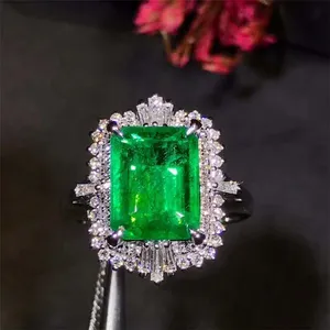 Đá Quý Trang Sức 18K Vàng Nam Phi Bất Kim Cương Tự Nhiên Emerald Ring Cho Phụ Nữ Vàng Trắng Nhẫn Giá Ở Ả Rập Xê Út