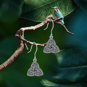 Solid S925 <strong>Sterling</strong> <strong>Silver</strong> Hollow Irish Love Knot <strong>Dangle</strong> Drop <strong>Earrings</strong> for Women Trendy Fine Jewelry Zircon for Weddings Parties - Product Image 5