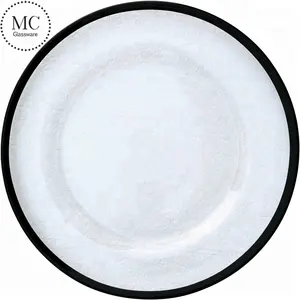 Designer Charger Plate Cheap Glass Black Rimmed Charger Plate Antique Black Dinner Plates Wholesale With Glitter Party Rentals