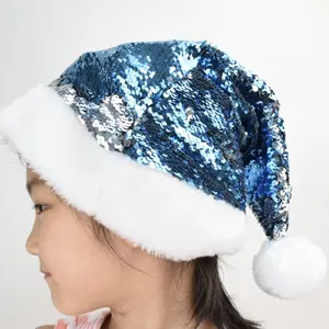 2023 nouveau chapeau de noël personnalisé populaire Unique réversible paillettes fantaisie chapeau de noël pour noël