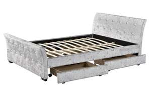 4 Drawers Leather <strong>Sleigh</strong> Storage <strong>Bed</strong> - Product Image 4