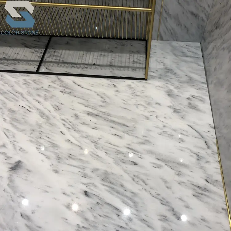Marmo bianco afgano lucido con lastre di marmo con venature a punti neri prezzo in vendita piastrelle per pavimenti