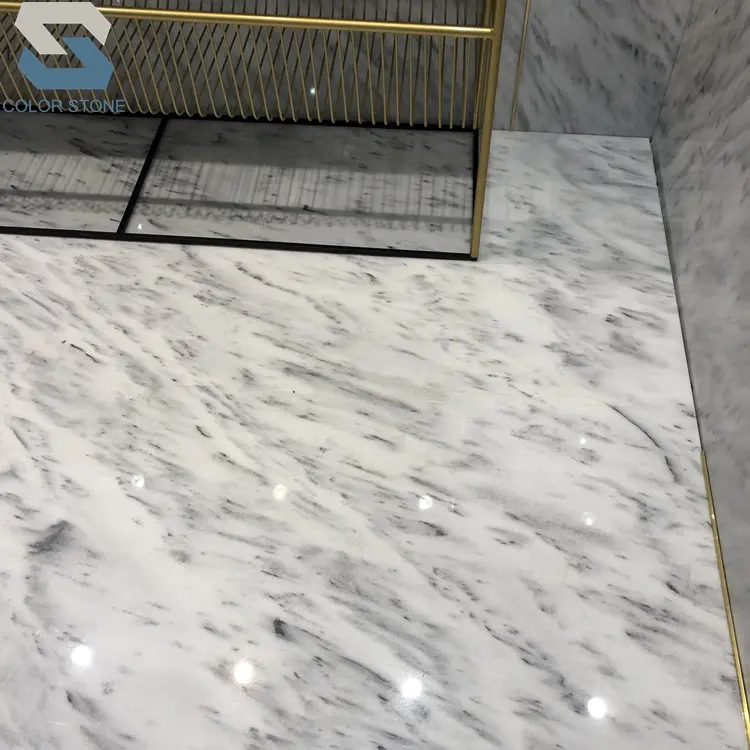 Polished afghan white marble with black spot veins marble slabs price for sale flooring tiles