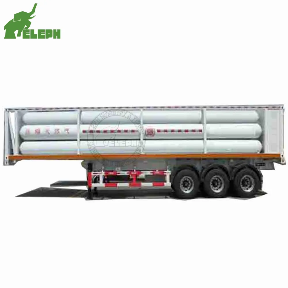 Banyak Digunakan 20ft 40ft Tabung CNG Tabung Trailer Transportasi Kontainer Semi Trailer