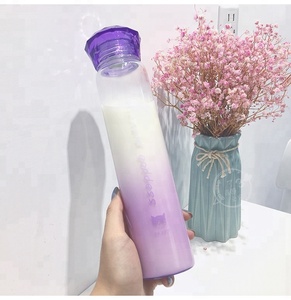 Nuovo <span class=keywords><strong>400</strong></span> <span class=keywords><strong>ml</strong></span> creativo gradiente di colore bottiglia di acqua di vetro con coperchio a forma di diamante caldo di vendita prezzo di fabbrica - Product Image 2