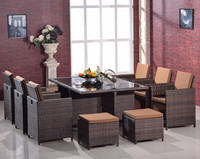 Chaise et table à manger en rotin PE, ensemble d'extérieur, en osier, 11 pièces, livraison gratuite