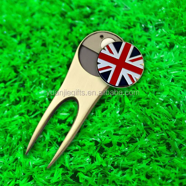 Nieuwe Aankomst Metalen Gegraveerd Gepersonaliseerde Golfbal Marker Uk Golf Pitch Reparatie Tool