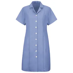 women's fitted adjustable smock button front short sleeve dress