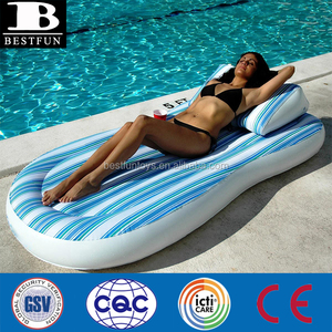 Lettino Gonfiabile in Plastica Resistente PVC <span class=keywords><strong>con</strong></span> Cuscino, <span class=keywords><strong>Materasso</strong></span> Pieghevole Portatile per Spiaggia e Piscina - Product Image 2