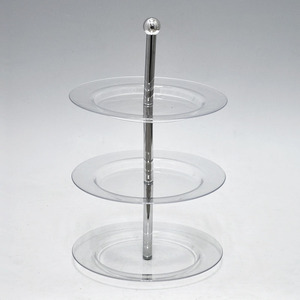 Elegante estante de aperitivos redondo cromado de alambre de 3 niveles - Product Image 1